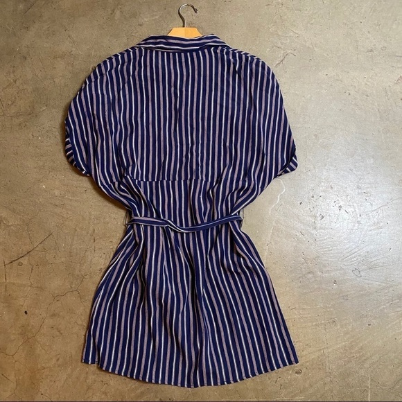 Pinstripe Shirt Dress with Front tie bow - Picture 5 of 5